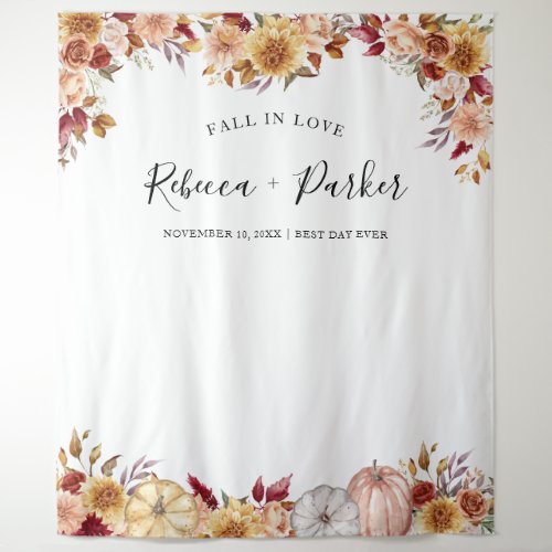 Fall in love flowers pumkins Backdrop Photo booth