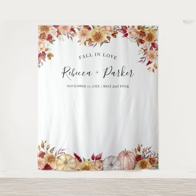 Fall in love flowers pumkins Backdrop Photo booth (Front)