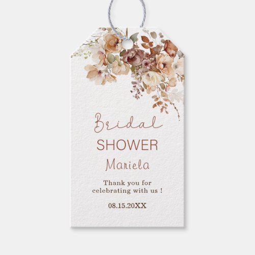 Fall in love flowers terracotta bridal shower than gift tags