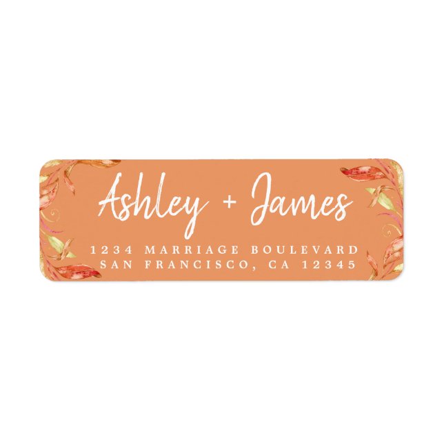 Fall in Love Foliage Autumn Copper Return Address Label (Front)
