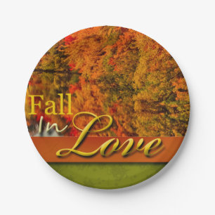 Fall In Love Foliage Photo Autumn Wedding Scenic Paper Plates