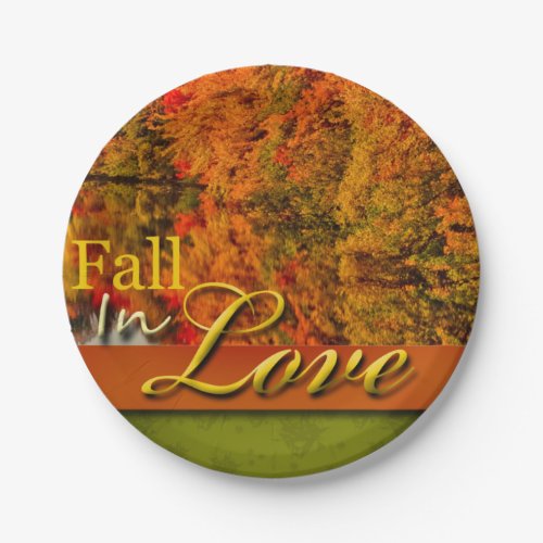 Fall In Love Foliage Photo Autumn Wedding Scenic Paper Plates