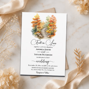 Fall in Love Forest in the Fall Wedding Invitation