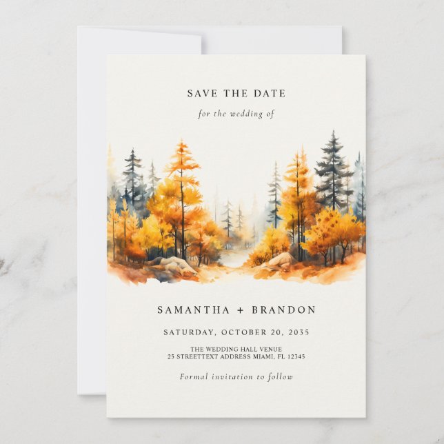 Fall in love Forest Save The Date (Front)