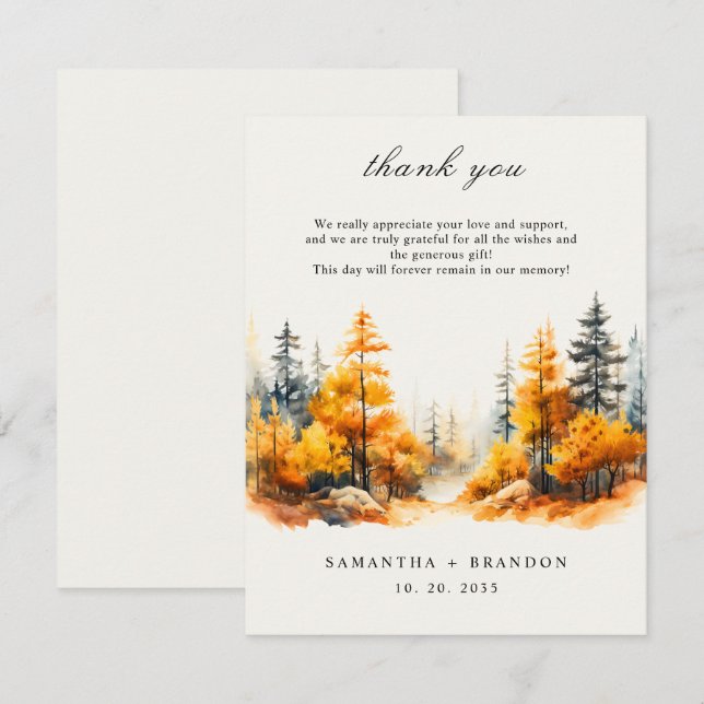 Fall in love Forest Thank You Card (Front/Back)