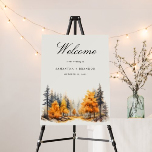 Fall in love Forest wedding welcome sign