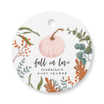 Fall in Love Girl Baby Shower Favor Tags