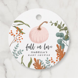 Fall in Love Girl Baby Shower Favor Tags