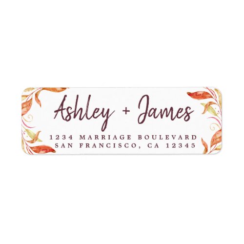 Fall in Love Golden Foliage Autumn Return Address Label