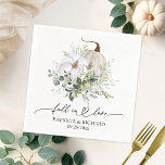 Fall In Love Greenery Pumpkin Napkins<br><div class="desc">Delicate watercolor greenery fall bridal shower invitation. Easy to personalize with your details. Please get in touch with me via chat if you have questions about the artwork or need customization. PLEASE NOTE: For assistance on orders,  shipping,  product information,  etc.,  contact Zazzle Customer Care directly.</div>