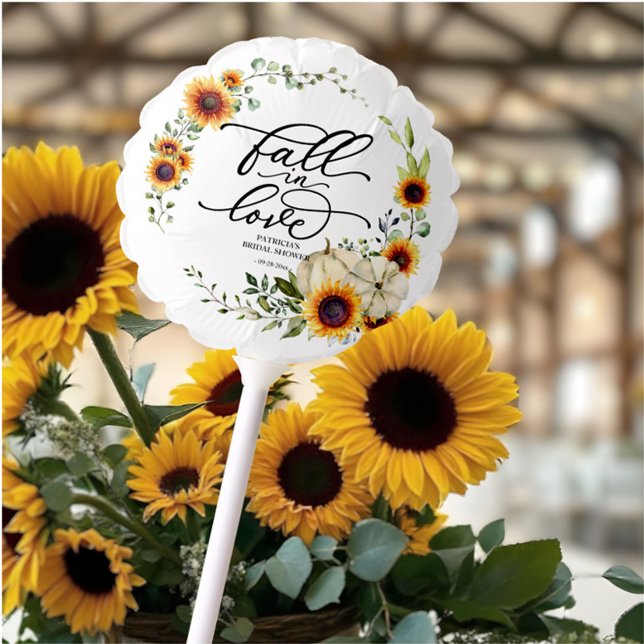Fall In Love Greenery Sunflowers Bridal Shower Balloon (Creator Uploaded)
