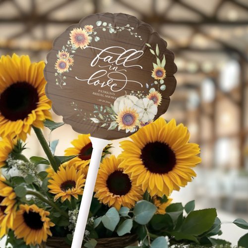 Fall In Love Greenery Sunflowers Bridal Shower Balloon