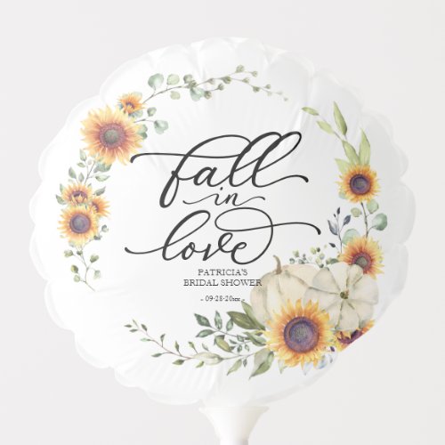 Fall In Love Greenery Sunflowers Bridal Shower Balloon