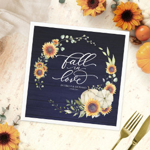 Fall In Love Greenery Sunflowers Wedding Napkins