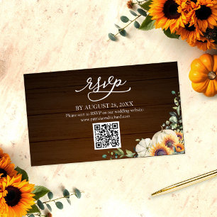 Fall in Love Greenery Wedding QR Online RSVP Enclosure Card