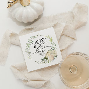 Fall in Love Greenery White Pumpkin Bridal Shower Napkins