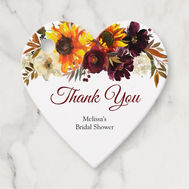 Fall in Love Heart Shaped Favor Tag (Front)