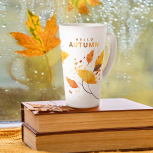 Fall In Love Hello Autumn Leaves Bridal Shower Latte Mug