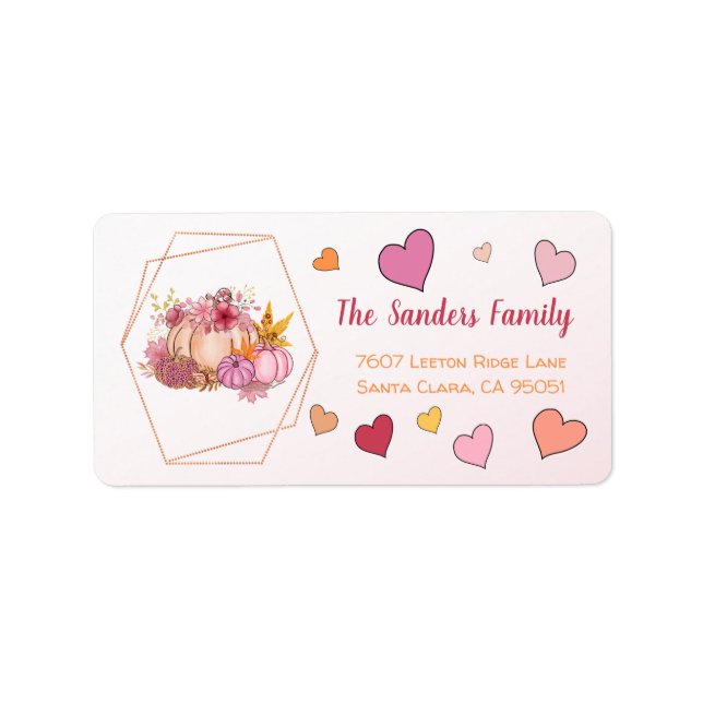 Fall in Love Hello Sweet Little Pumpkin Hearts Label (Front)