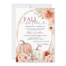 Fall in Love Ivory Beige Pumpkin Baby Shower Invitation