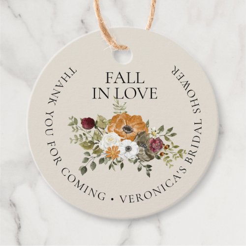 Fall in Love Ivory Bridal Shower  Favor Tags