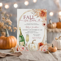 Fall in Love Ivory Floral Pumpkin Engagement Invitation