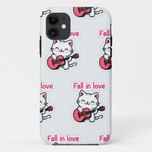 "Fall in Love Kitty Sticker" iPhone 11 Case