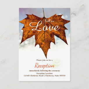Fall in Love Leaf Photo - Reception Invitation