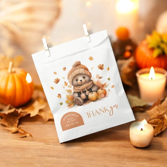 Fall In Love Little Bear Pumpkin Autumn Leave Favor Bag (Creator Uploaded)