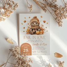Fall In Love Little Teddy Bear Pumpkin Baby Shower
