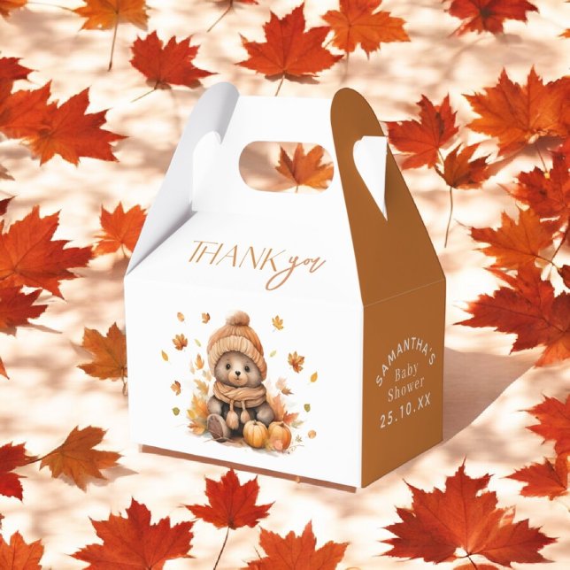 Fall In Love Little Teddy Bear Pumpkin Favor Boxes (Creator Uploaded)