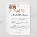 Fall in love | Mad libs Bridal Shower Game Card