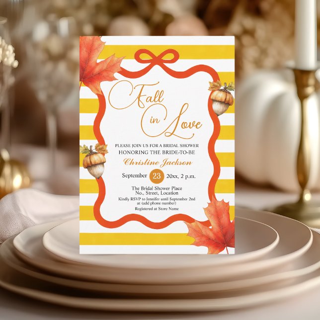 Fall in Love Maple Leaves Coquette Bridal Shower  Invitation (Creator Uploaded)
