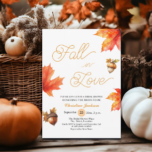 Fall in Love Maple Tree Leaves Bridal Shower Invitation