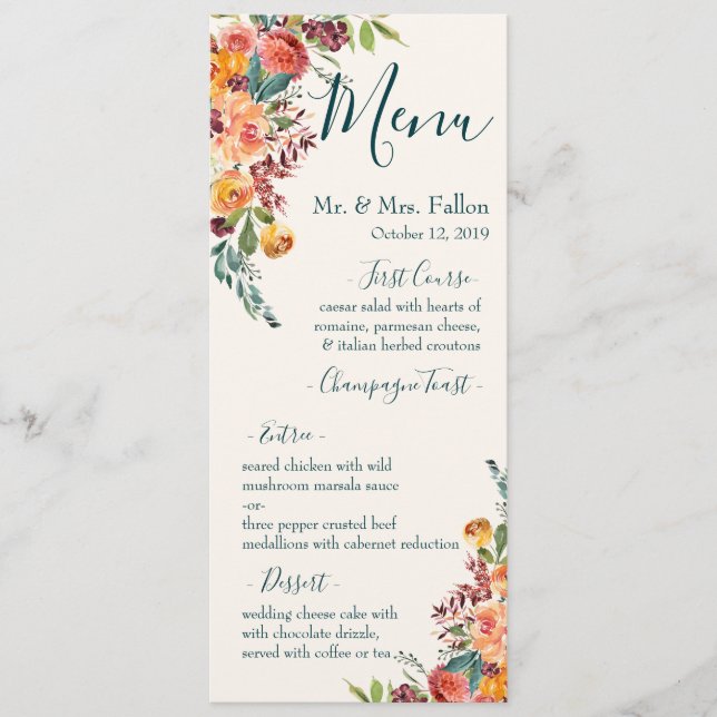 Fall in Love Menu (Front)