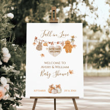 Fall in Love Minimal Modern Neutral Baby Shower