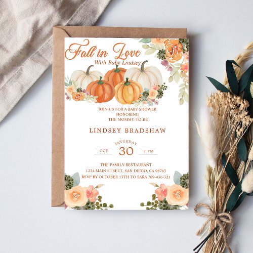 Fall In Love Minimalist Baby Shower Invitation
