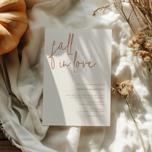 Fall in Love Minimalist Earthy Bridal Shower Invitation