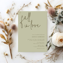Fall in Love Minimalist Sage Bridal Shower