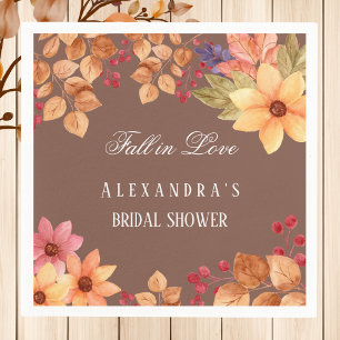 Fall in Love Mocha Autumn Bridal Shower Napkins