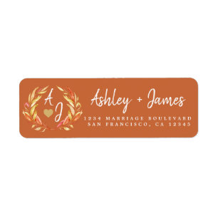 Fall in Love Monogram Wedding Return Address Label