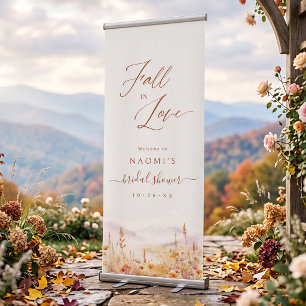 Fall In Love Mountain Bridal Shower Welcome Retractable Banner