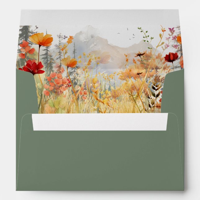 Fall in Love Mountain Wedding Invitation Envelope (Back (Bottom))
