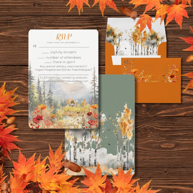 Fall in Love Mountain Wedding RSVP Card (Creator Uploaded)