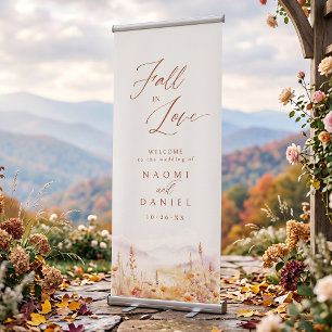 Fall In Love Mountain Wedding Welcome Retractable Banner