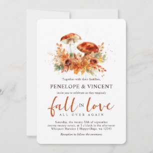 Fall in Love Mushrooms Wedding Invitation