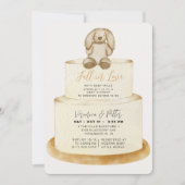 Fall in Love Neutral Autumn Cake Baby Shower Invitation (Front)