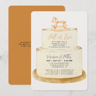 Fall in Love Neutral Autumn Cake Baby Shower Invitation
