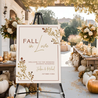 Fall In Love Neutral Wedding Shower Welcome Foam Board