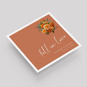 Fall in Love on Terracotta: Unique Script Wedding Napkins
